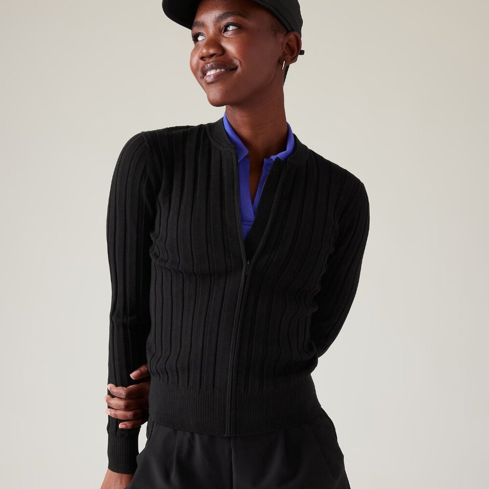 Athleta Black Ribbed Sweater